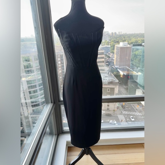 🆕 DRESS THE POPULATION 🧿 NWT Cosette Corset Strapless Bodycon Dress, Black SzL - Picture 3 of 16
